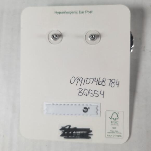 J. Crew Classic Feminine Yara Metallic Shell Silver 1.5" Earrings #BQ554 - Picture 2 of 2